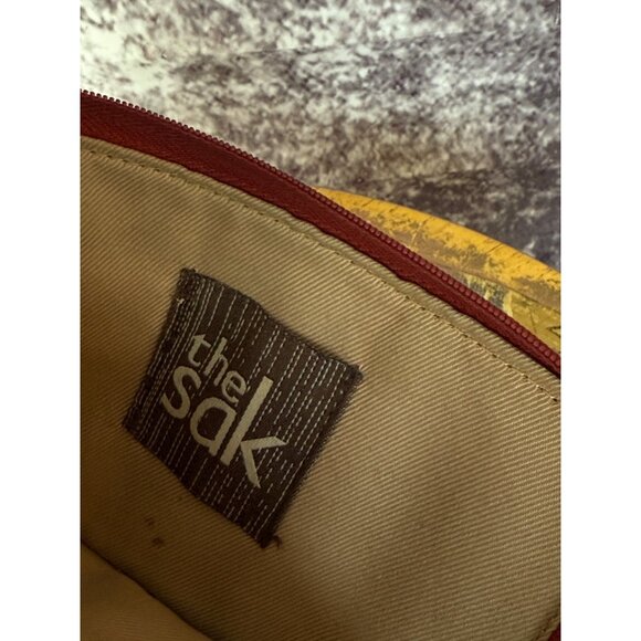 The Sak Leather Wallet Red Heart Embroidered Zip Small Keychain Boho Card Case - Picture 4 of 7